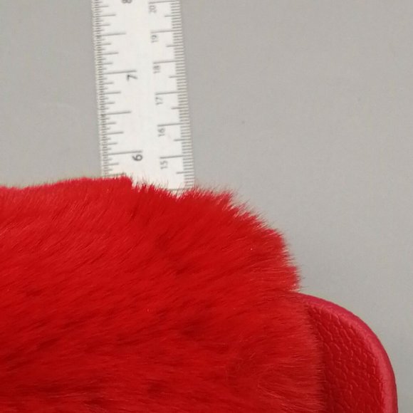 Eettaro Womens Platform‎ Flat Heel Slide Slipper Cushioned Red Faux Fur Sz 6 NEW - Picture 9 of 10